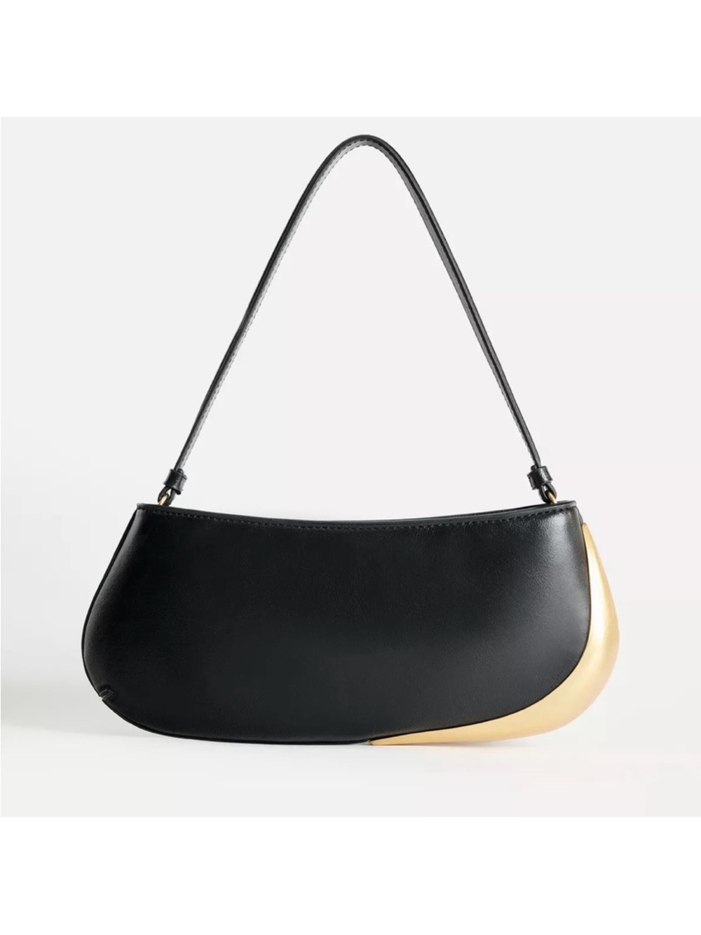 Zara Black Shoulder Bag with Gold Accent